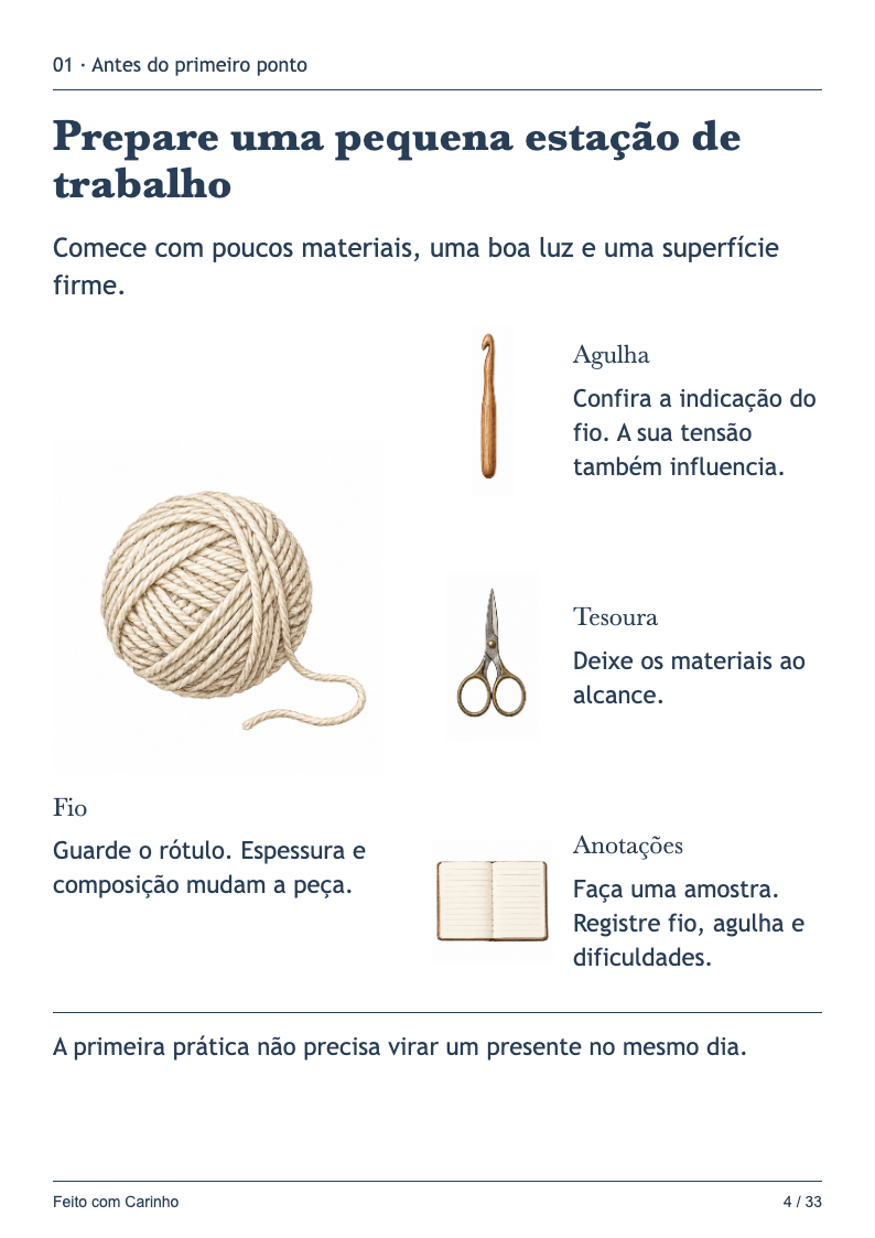 Página 4: Materiais para o primeiro ponto
